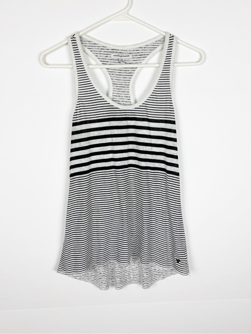 American Eagle Outfitters striped racerback tank top Black White Size Small